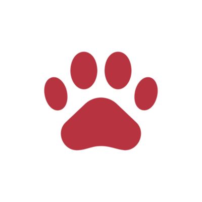 A red paw print